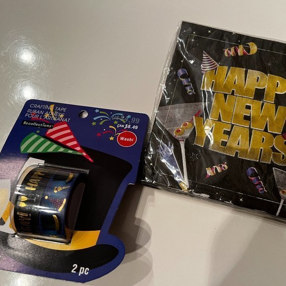 New Year’s Wasabi Tape Rolls and Cocktail Napkins Set (New) (Home/Holiday) - Picture 2 of 10